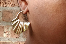 Load image into Gallery viewer, Rare  Fulani Basket Style gold Metal Hoop Earrings
