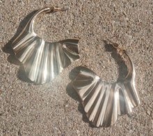 Load image into Gallery viewer, Rare  Fulani Basket Style gold Metal Hoop Earrings
