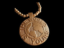 Load image into Gallery viewer, Mens Chunky Wood vintage Nas the world is yours Pendant Necklace
