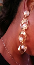 Load image into Gallery viewer, Handmade Faux Pearl spiral multi Hoop Clip On Earrings
