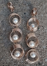 Load image into Gallery viewer, Handmade Faux Pearl spiral multi Hoop Clip On Earrings
