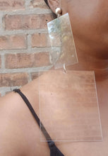 Load image into Gallery viewer, Handmade giant Minimalist clear acrylic Disc Earrings Clip on 7 inch
