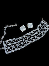 Load image into Gallery viewer, Rhinestone Clip On Stud  Earrings and Choker set New
