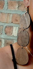 Load image into Gallery viewer, Extra large Handmade Natural Wood Geometric Earrings (pierced ears) 5 inches
