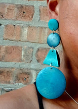 Load image into Gallery viewer, Natural Wood Geometric Design Clip On Earrings
