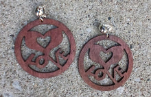 Load image into Gallery viewer, Love Statement Wooden Dangle Earrings Clip on
