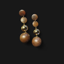 Load image into Gallery viewer, Light boho Wooden Ball  Clip On  Earrings handmade
