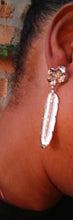 Load image into Gallery viewer, Light metal feather Earrings (pierced ears)
