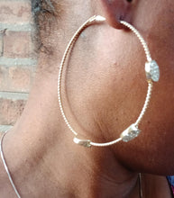 Load image into Gallery viewer, Rhinestone Hoop Earrings gold pierced ears
