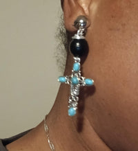 Load image into Gallery viewer, Handmade Southwestern cross Design Clip On Earrings

