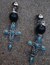 Load image into Gallery viewer, Handmade Southwestern cross Design Clip On Earrings
