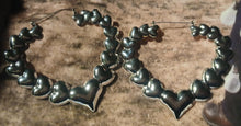 Load image into Gallery viewer, Large 3d Heart Bamboo Earrings silver

