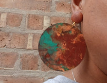 Load image into Gallery viewer, Abstract Handpainted Wooden Clip On Earrings: Lightweight Statement Jewelry
