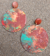 Load image into Gallery viewer, Abstract Handpainted Wooden Clip On Earrings: Lightweight Statement Jewelry
