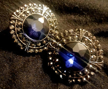 Load image into Gallery viewer, Chunky Avant Garde Crystal Stud Clip On Earrings dark blue
