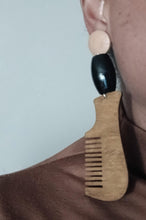 Load image into Gallery viewer, Handmade Natural Wood Afro Pick Clip On Dangle Earrings brown
