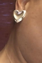 Load image into Gallery viewer, Extra Large gold metal Heart Stud Clip On Earrings

