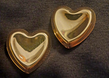 Load image into Gallery viewer, Extra Large gold metal Heart Stud Clip On Earrings
