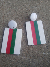 Load image into Gallery viewer, Handmade geometric colorblock Wood Clip On Dangle Earrings
