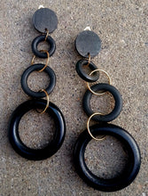 Load image into Gallery viewer, Handmade multi Wooden Hoop Clip on Earrings
