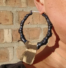 Load image into Gallery viewer, Vintage Style Hip Hop Large Bamboo and mudcloth Earrings

