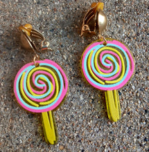 Load image into Gallery viewer, Small Handmade Acrylic Pop Art Clip On Earrings
