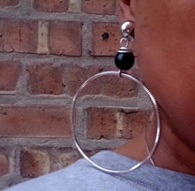 Load image into Gallery viewer, Handmade Large silver Metal Hoop Clip On Earrings
