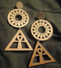 Load image into Gallery viewer, Handmade Clip On Wooden Ankh Earrings
