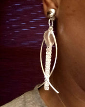 Load image into Gallery viewer, Handmade silver Metal Chain Dangle Clip On Earrings
