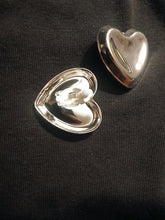 Load image into Gallery viewer, Extra Large silver metal Heart Stud Clip On Earrings

