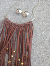 Load image into Gallery viewer, Faux Suede Tassel Necklace and Gold Clip-On Earrings Set
