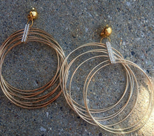 Load image into Gallery viewer, Extra large gold Metal Multi Hoop Clip On Earrings 4 inch
