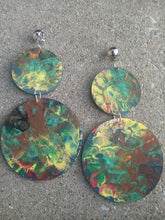 Load image into Gallery viewer, Handpainted Abstract Wooden Clip On Earrings, Lightweight Dangle
