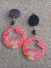 Load image into Gallery viewer, Colorful Wood Afro Pick Clip On Dangle Earrings
