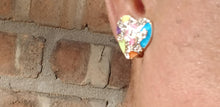 Load image into Gallery viewer, Small Rhinestone  Heart Stud Clip On Earrings gold
