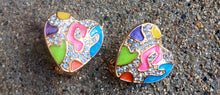 Load image into Gallery viewer, Small Rhinestone  Heart Stud Clip On Earrings gold
