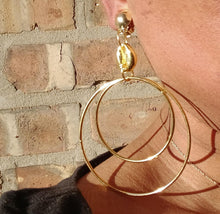 Load image into Gallery viewer, Large Gold Metal Multi Hoop Clip On Earrings
