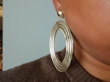 Load image into Gallery viewer, Gold hammered metal Minimalist  Clip on Hoop Earrings

