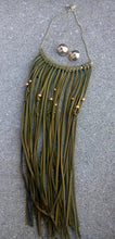 Load image into Gallery viewer, Faux Suede Tassel Necklace and Clip-On Earrings Set – Gold Accents, Adjustable Chain
