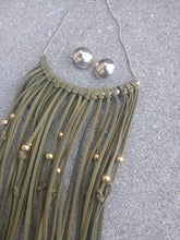 Load image into Gallery viewer, Faux Suede Tassel Necklace and Clip-On Earrings Set – Gold Accents, Adjustable Chain
