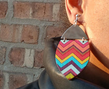 Load image into Gallery viewer, Handmade Natural Wood and metal Boho Clip On Dangle Earrings
