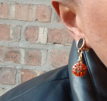 Load image into Gallery viewer, Rhinestone Basketball dangle Clip On Earrings small size handmade
