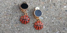 Load image into Gallery viewer, Rhinestone Basketball dangle Clip On Earrings small size handmade
