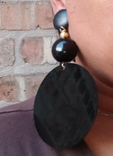 Load image into Gallery viewer, Extra large Handmade Acrylic and Wood Geometric Earrings (pierced ears)
