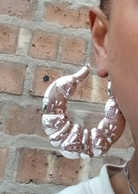 Load image into Gallery viewer, Silver Vintage Style Hip Hop Extra Large Bamboo Earrings

