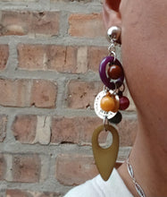 Load image into Gallery viewer, Vintage Acrylic Pop Art boho Clip on Earrings
