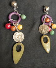 Load image into Gallery viewer, Vintage Acrylic Pop Art boho Clip on Earrings
