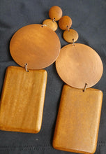 Load image into Gallery viewer, Extra large Handmade Natural Wood Geometric Earrings (pierced ears)
