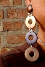 Load image into Gallery viewer, Handmade Acrylic Multi Hoop Clip On Earrings multi color 4 inch
