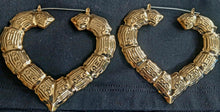 Load image into Gallery viewer, Large Heart Bamboo Earrings gold
